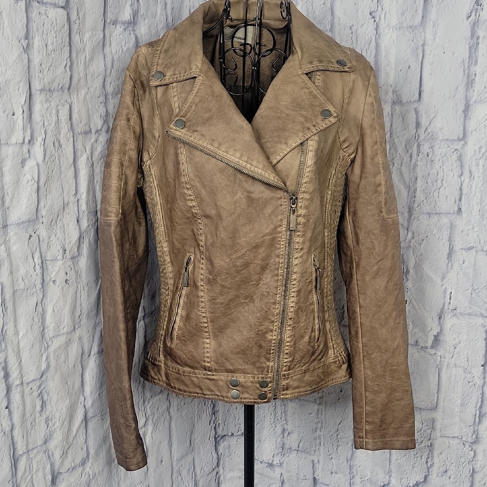 Jou Jou Faux Leather Women's Moto Jacket. Chest 36"‎ L 23"